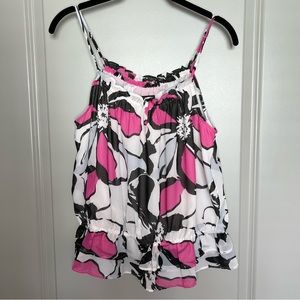 Banana Republic Factory | Pink Pattern Ruffle Tank Spaghetti Straps | PETITE SM